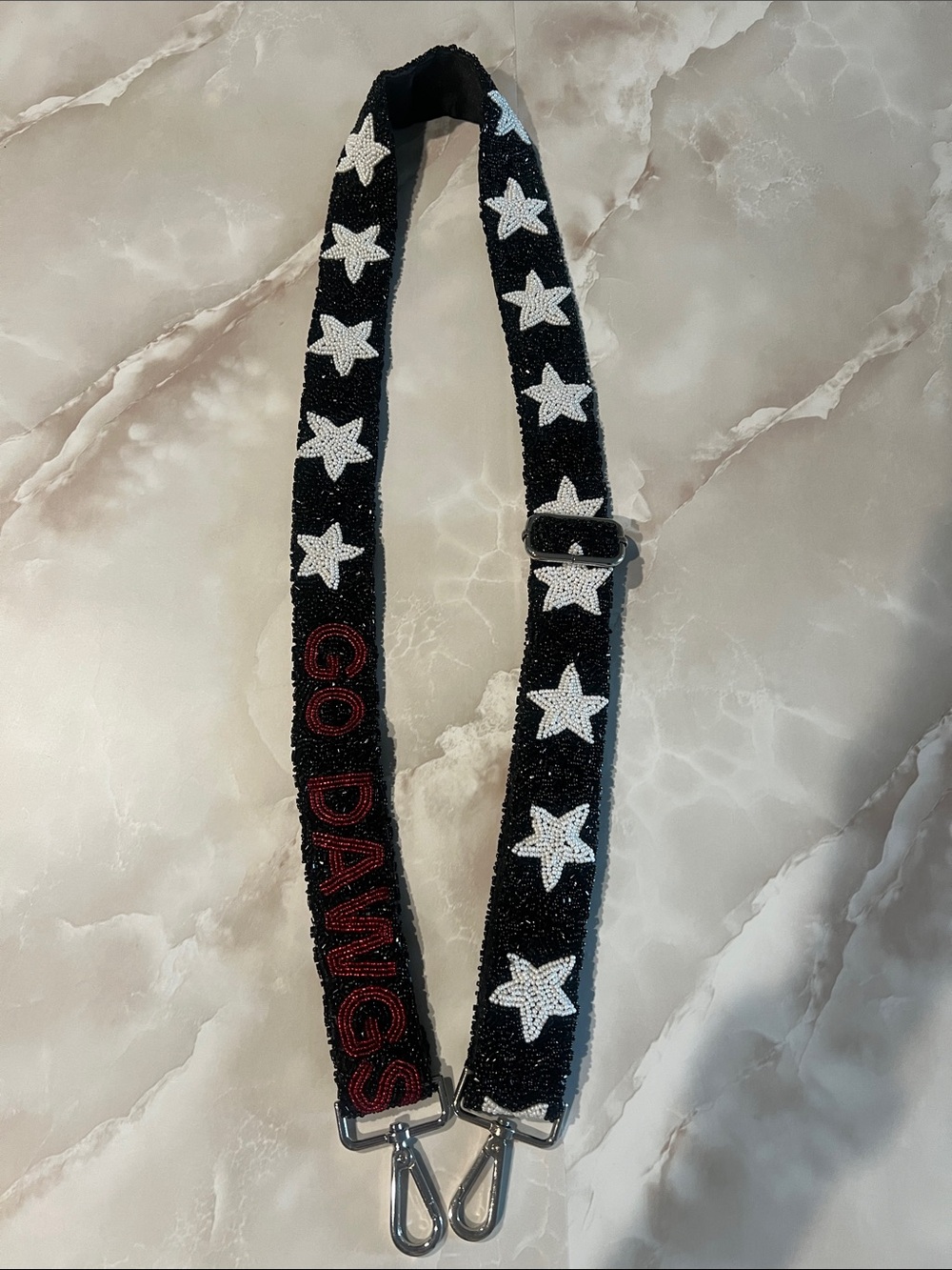 Star Beaded Strap with 'GO DAWGS' Accent - Black & White